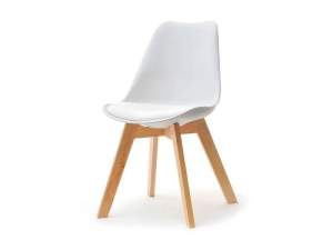 Krzesło luis wood biały skóra ekologiczna, podstawa buk