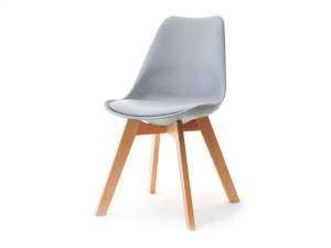Krzesło luis wood szary skóra ekologiczna, podstawa buk