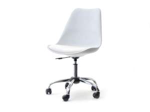 Krzesło obrotowe luis move biały skóra ekologiczna, podstawa chrom