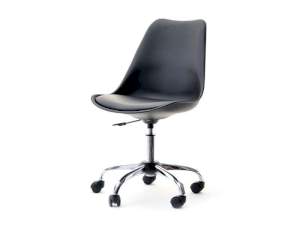 Krzesło obrotowe luis move czarny skóra ekologiczna, podstawa chrom