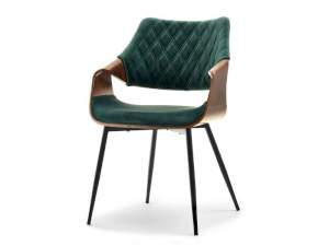 Krzesło renzo orzech-zielony welur, podstawa czarny