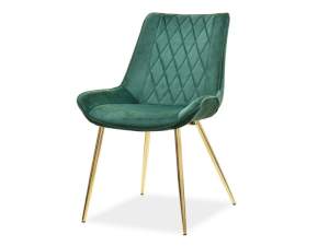 Krzesło adel zielony welur, podstawa złoty
