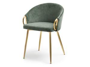 Krzesło clara zielony tkanina, podstawa złoty