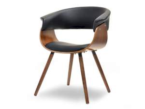 Krzesło elina orzech-czarny skóra ekologiczna, podstawa orzech