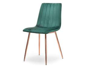 Krzesło megan zielony welur, podstawa miedź