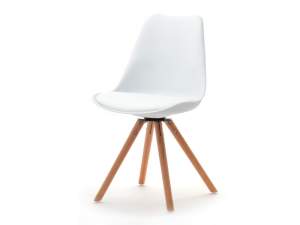 Krzesło obrotowe luis rot biały skóra ekologiczna, podstawa buk