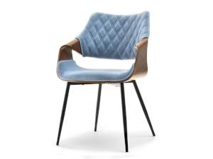 Krzesło renzo orzech-niebieski welur, podstawa czarny