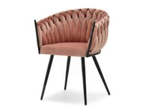 krzesło rosa pudrowy welur, podstawa czarny