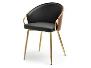 Krzesło elvira orzech-czarny skóra-ekologiczna, podstawa złoty