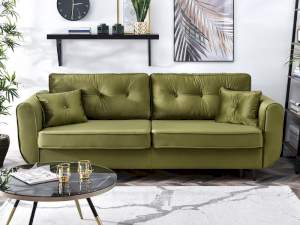 Sofa blink zielony jasny welur, podstawa czarny