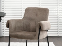 Beżowe krzesło tapicerowane MATIAS - CZARNA NOGA -  bryła siedziska