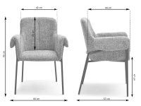 Beżowe krzesło tapicerowane MATIAS - CZARNA NOGA - wymiary krzesła