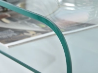 Wąskie biurko szklane z półką CRISTAL - gięte szkło