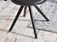 Krzesło stołowe do kuchni LUIS ROT czarno-czarne - czarna noga