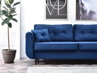 Sofa welurowa BLINK GRANATOWA rozkładana z poduchami - designerska forma