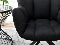 Fotel obrotowy do salonu KIRA czarny z materiału - przeszywane siedzisko