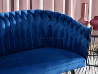 sofa rosa granatowy welur, podstawa czarny