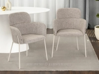BEŻOWE krzesło do salonu tapicerowane BIAGIO - SZARY - w aranżacji ze stołem PAVO