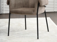 Beżowe krzesło tapicerowane MATIAS - CZARNA NOGA - czarna podstawa
