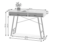 Stylowe biurko z szufladami FALUN DĄB-CZARNY - wymiary