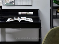 Czarne biurko z szufladami BORR CZARNE DREWNO - CZARNY - z dodatkową półką