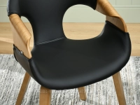 Dębowe krzesło skórzane do jadalni KORA CZARNY - wygodne siedzisko