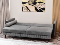 Sofa malone szary welur, podstawa czarny