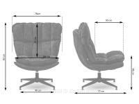 Designerski fotel do salonu SZARY JASPER PODSTAWA KREM - wymiary