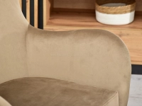 Aksamitny fotel wypoczynkowy LETA BEŻOWY - DREWNO BUK - charakterystyczne detale