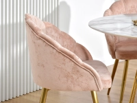 Krzesło jadalniane LISA CHAIR PUDROWY WELUR - ZŁOTE NOGI - charakterystyczne detale