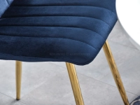 Krzesło MEGAN GRANATOWE welurowe glamour na złotej nodze - welurowa tkanina