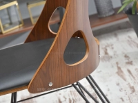 Krzesło ażurowe z drewnianym oparciem AIDA ORZECH - CZARNY - detale