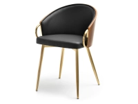 Produkt: Krzesło elvira orzech-czarny skóra-ekologiczna, podstawa złoty