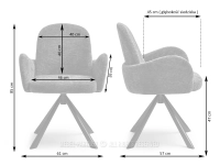 Nowoczesne krzesło obrotowe SONIA GRAFIT - CZARNE NOGI - wymiary