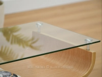 Drewniana ława ze szklanym blatem LARUS DĄB - SZARA NOGA - blat ze szkła hartowanego 