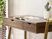 Wąskie biurko z szufladami ORZECH - ZŁOTY LUND - struktura drewna