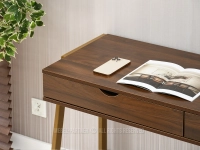 Wąskie biurko z szufladami ORZECH - ZŁOTY LUND - wąska bryła
