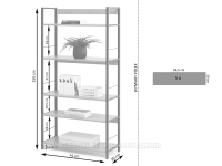 Wysoki regał na książki NOLAN SONOMA BIAŁY STELAŻ - wymiary