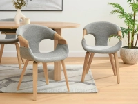 Skandynawskie krzesło do jadalni boucle KORA SZARY - DĄB - w aranżacji ze stołem AGAWA