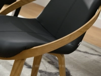 Skórzane krzesło na drewnianych nogach LAGOS CZARNY - DĄB - drewno