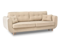 Beżowa sofa boucle rozkładana BLINK - BUKOWA NOGA