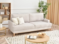 Sofa crema-3 popiel tkanina, podstawa buk