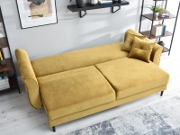 Sofa w stylu glamour LANTI ZŁOTA z weluru z funkcją spania - funkcja spania