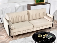 Sofa malone beżowy welur, podstawa czarny