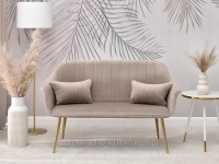 Beżowa sofa dwuosobowa do poczekalni glamour OSMA - w aranżacji ze stolikiem kawowym ZOE XL