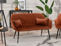 Lekka sofa dwuosobowa OSMA MIEDZIANY CZARNA PODSTAWA - miedziana sofa 