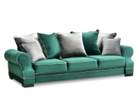 Sofa welurowa TOSCA zielona butelowa z poduchami glamour