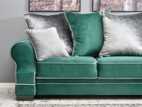 Sofa welurowa TOSCA zielona butelowa z poduchami glamour - lewa strona