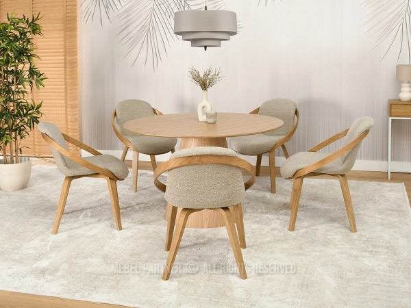 Krzesło tapicerowane beżowe do jadalni - design i styl