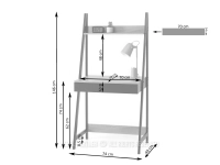 Biurko drabinka z nadstawką DALEN DĄB - CZARNY - wymiary